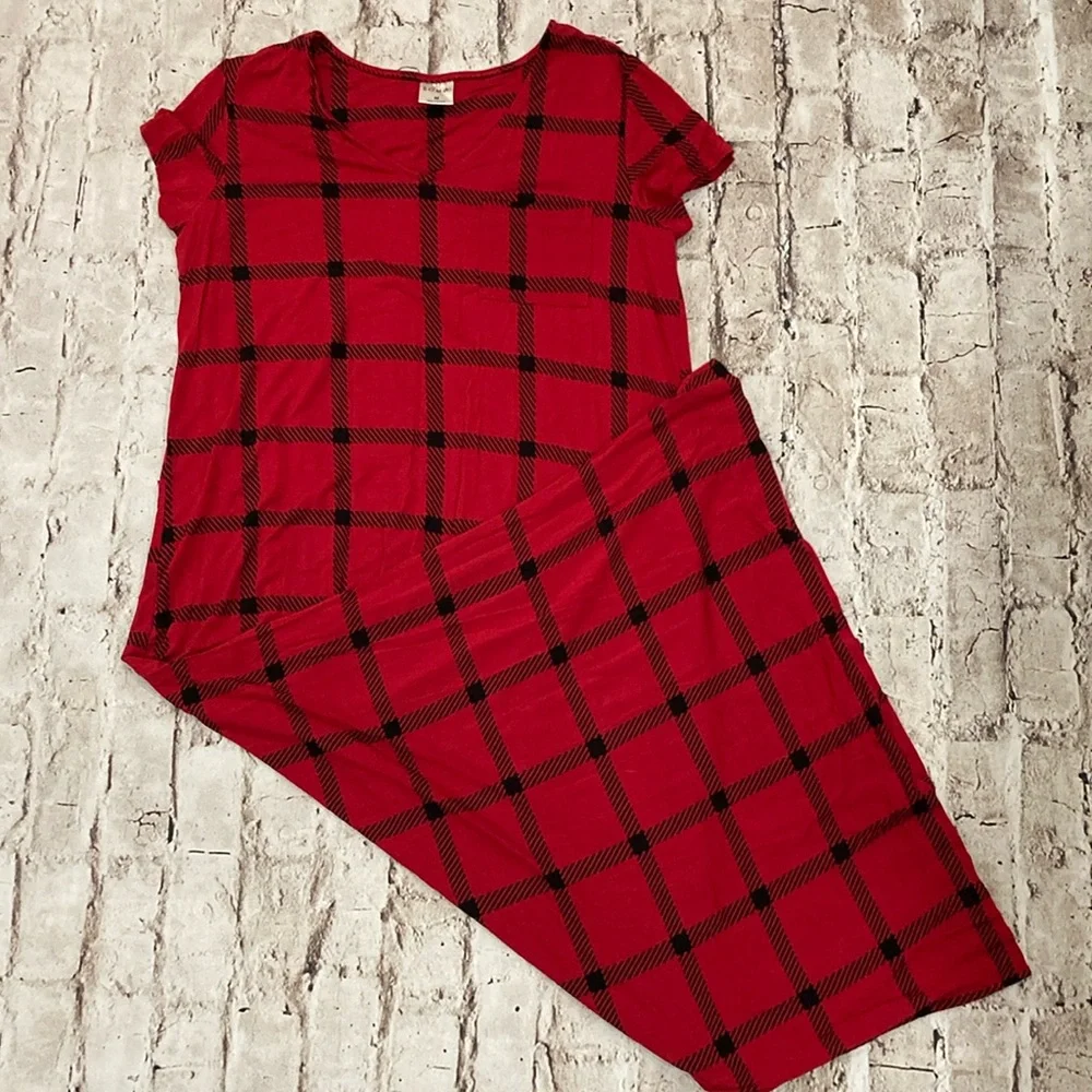 Soma Cool Nights Long Sleepshirt- Serenity Plaid - Picture 2 of 8